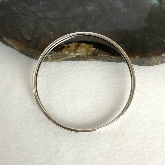 VTG Sterling Silver 925 Engraved Scroll Pattern 6MM Round Bangle Bracelet 8.25" - Picture 8 of 16